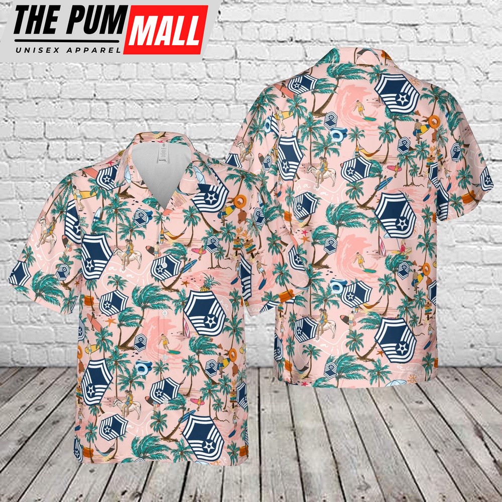 Air Force Hawaiian Shirt, US Air Force Senior master sergeant Rank Hawaiian Shirt, Veteran Hawaiian Shirt