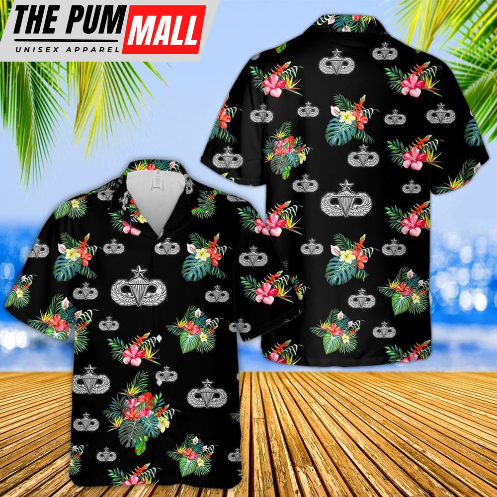 Air Force Hawaiian Shirt, US Air Force Senior Parachutist Badge Hawaiian Shirt, Veteran Hawaiian Shirt