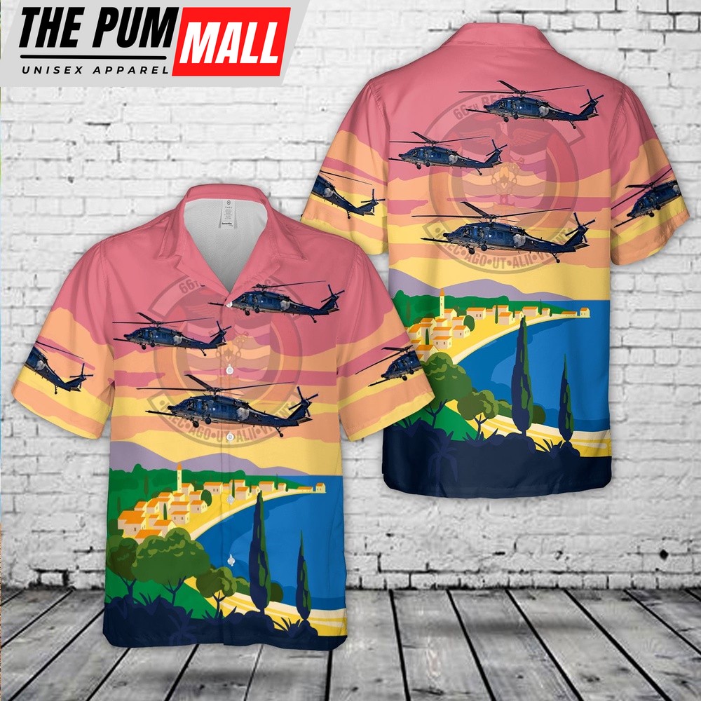 Air Force Hawaiian Shirt, US Air Force Sikorsky HH-60G Pave Hawk 66th Rescue Squadron Hawaiian Shirt, Veteran Hawaiian Shirt
