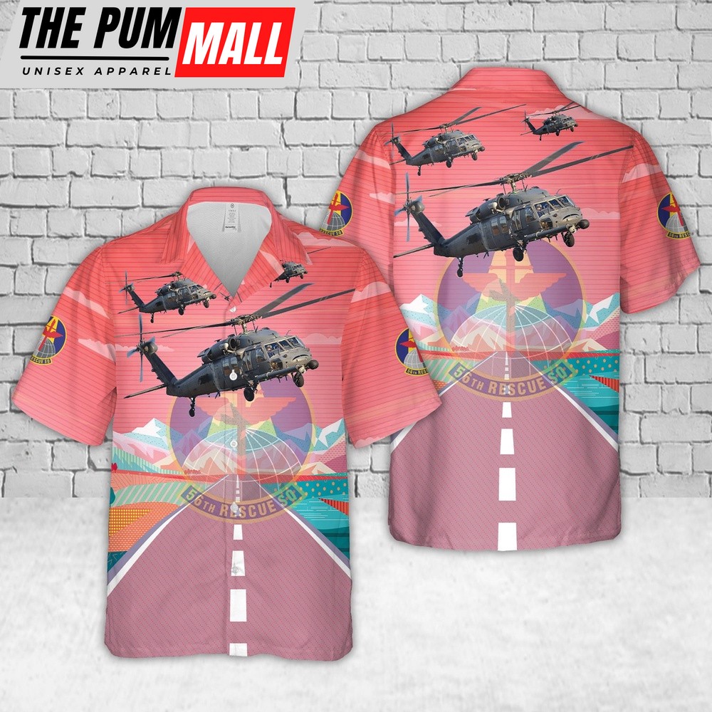 Air Force Hawaiian Shirt, US Air Force Sikorsky HH-60G Pavehawk 89-26206 56th Rescue Squadron 48th FW Hawaiian Shirt, Veteran Hawaiian Shirt