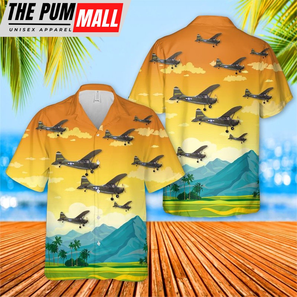Air Force Hawaiian Shirt, US Air Force Stinson L-5 Sentinel Hawaiian Shirt, Veteran Hawaiian Shirt