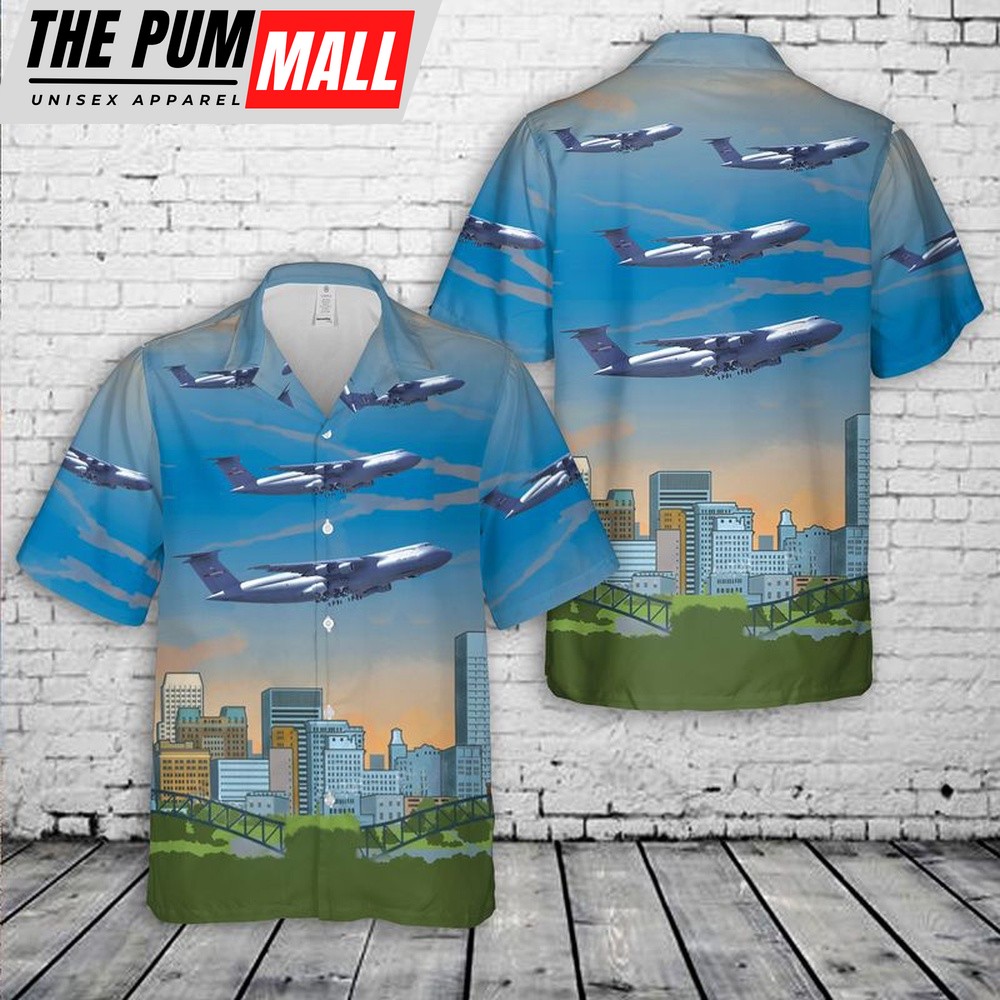Air Force Hawaiian Shirt, US Air Force Tennessee Air National Guard 155th Airlift Squadron Lockheed C-5 Galaxy Hawaiian Shirt, Veteran Hawaiian Shirt