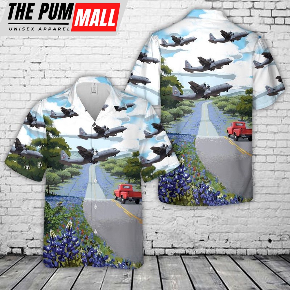 Air Force Hawaiian Shirt, US Air Force Texas Air National Guard C-130J Hawaiian Shirt, Veteran Hawaiian Shirt