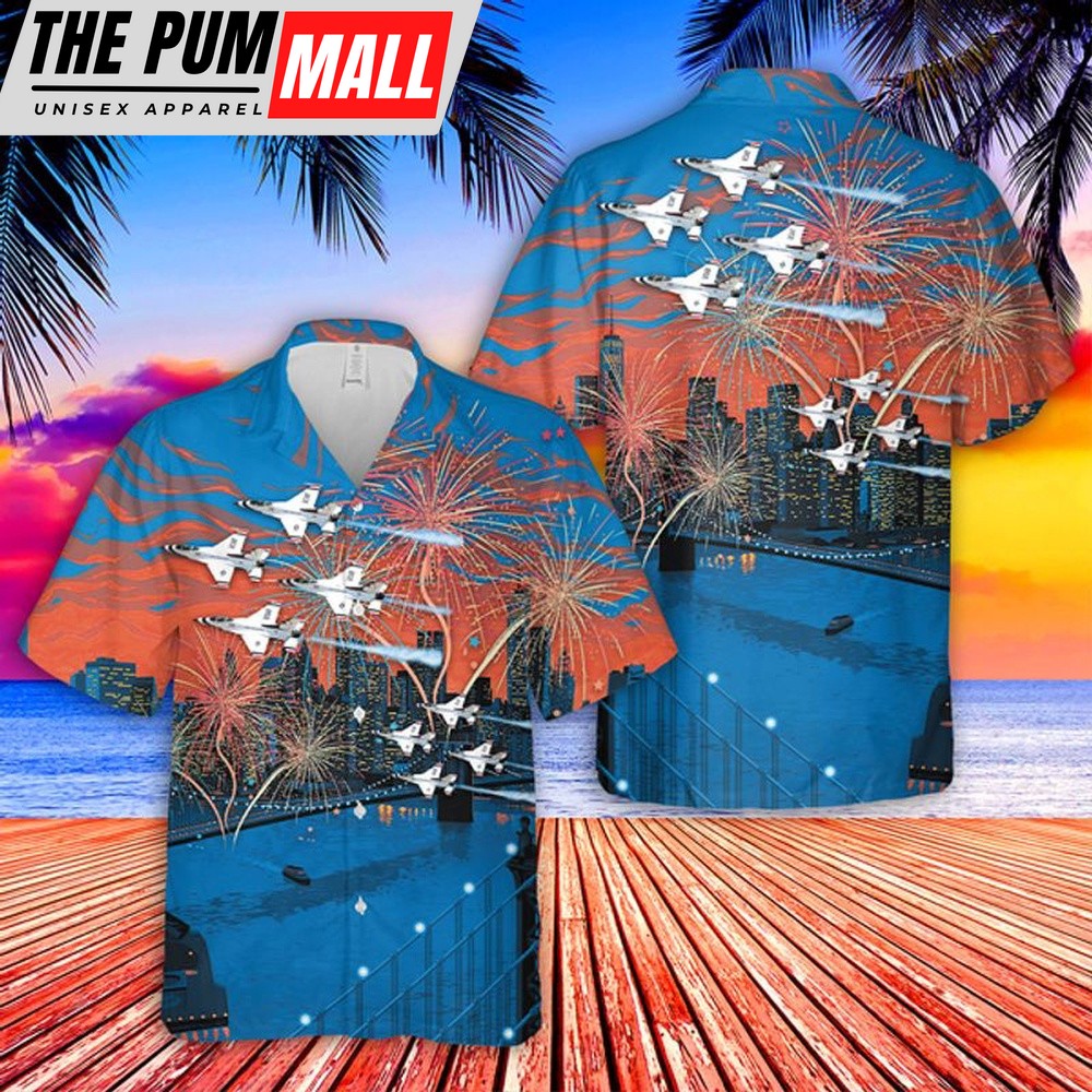 Air Force Hawaiian Shirt, US Air Force Thunderbirds 4th Of July Hawaiian Shirt, Veteran Hawaiian Shirt