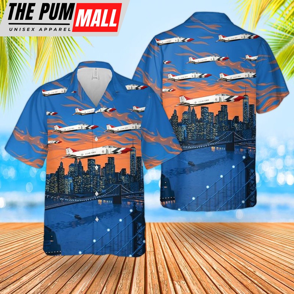 Air Force Hawaiian Shirt, US Air Force Thunderbirds McDonnell Douglas F-4 Phantom II Hawaiian Shirt, Veteran Hawaiian Shirt