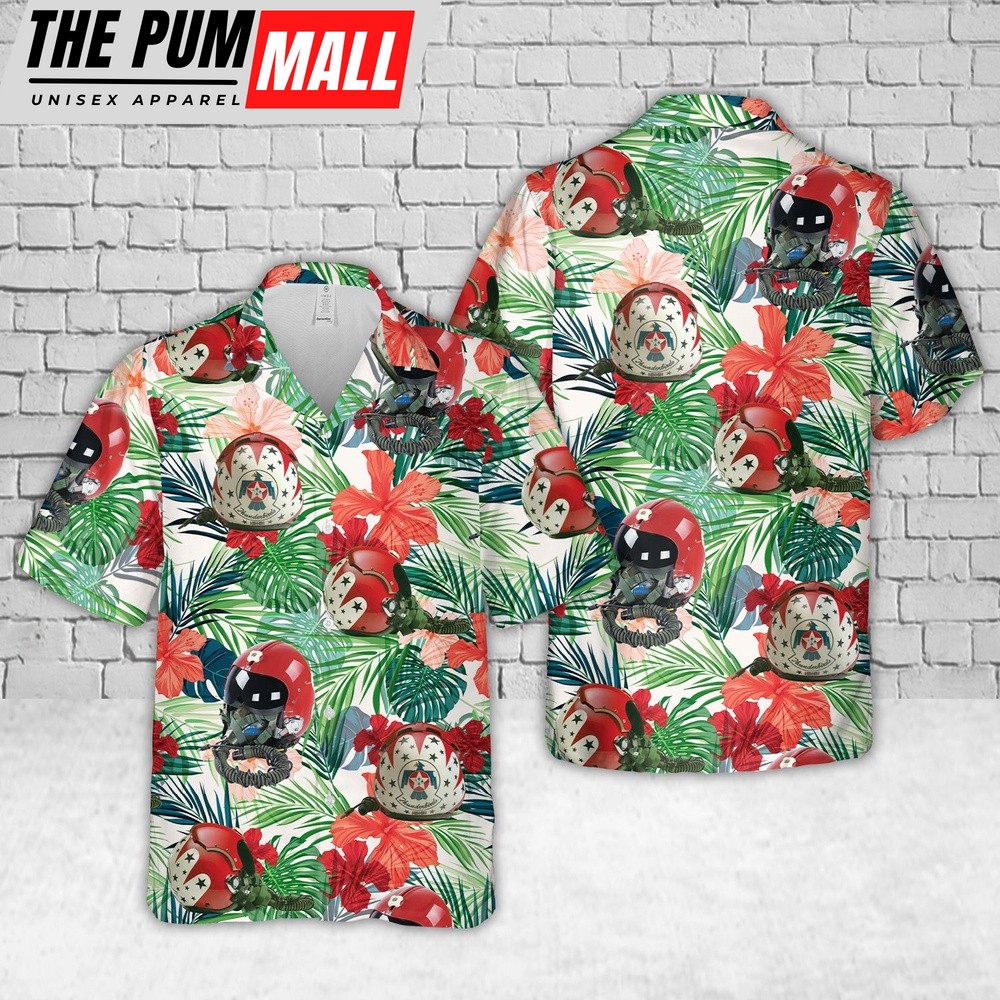 Air Force Hawaiian Shirt, US Air Force Thunderbirds Red, white, and blue flight helmet with black visor Hawaiian Shirt, Veteran Hawaiian Shirt