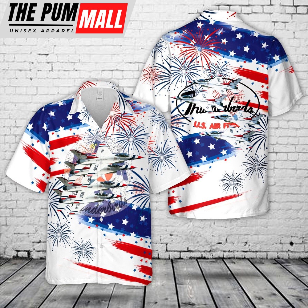 Air Force Hawaiian Shirt, US Air Force Thunderbirds, Red White And Blue Hawaiian Shirt, Veteran Hawaiian Shirt