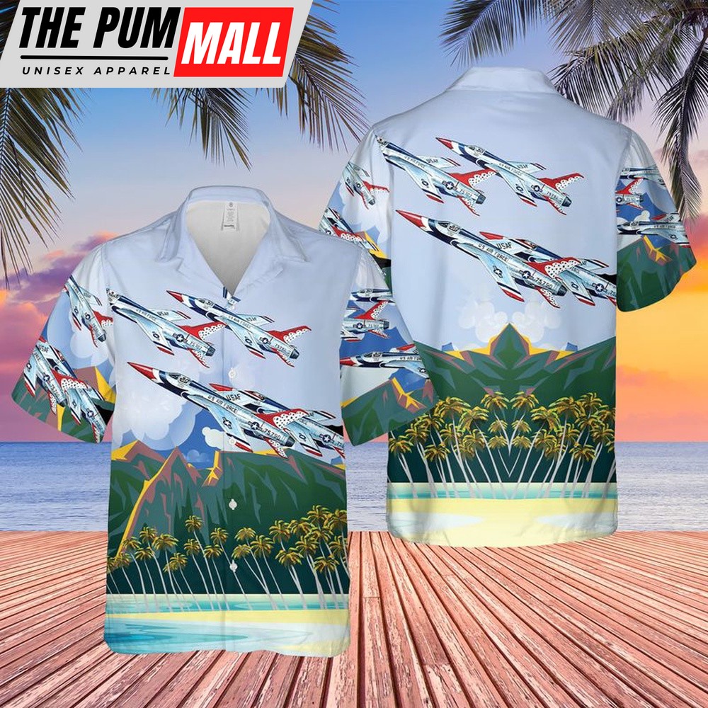 Air Force Hawaiian Shirt, US Air Force Thunderbirds Republic F-105 Thunderchief Hawaiian Shirt, Veteran Hawaiian Shirt