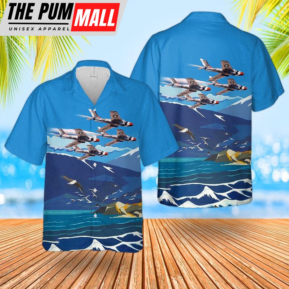 Air Force Hawaiian Shirt, US Air Force Thunderbirds Republic F-84F Thunderstreak Hawaiian Shirt, Veteran Hawaiian Shirt