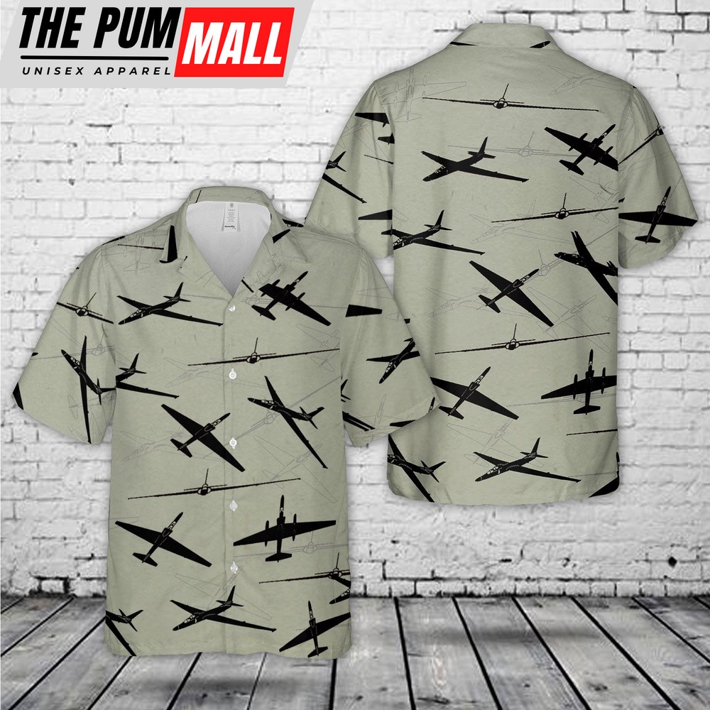Air Force Hawaiian Shirt, US Air Force U-2S Dragon Lady Silhouette Hawaiian Shirt, Veteran Hawaiian Shirt