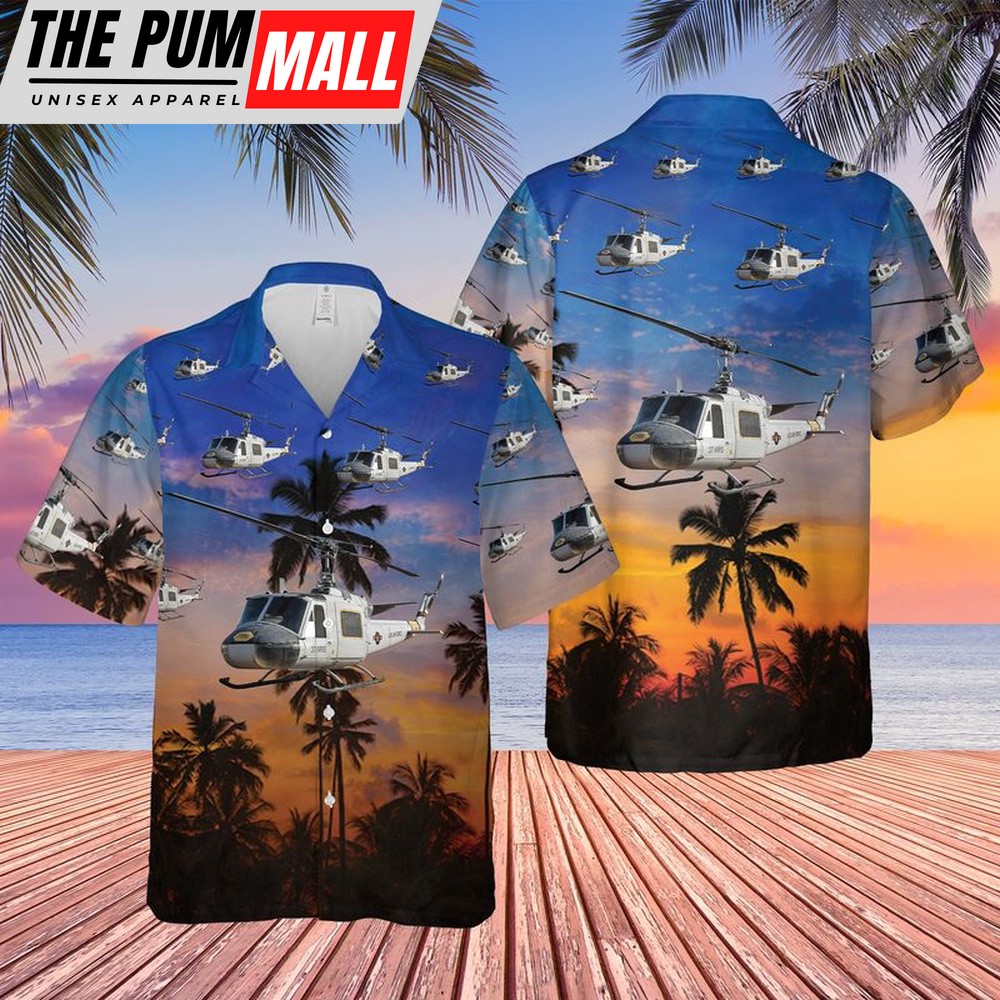Air Force Hawaiian Shirt, US Air Force UH-1F Iroquois Hawaiian Shirt, Veteran Hawaiian Shirt