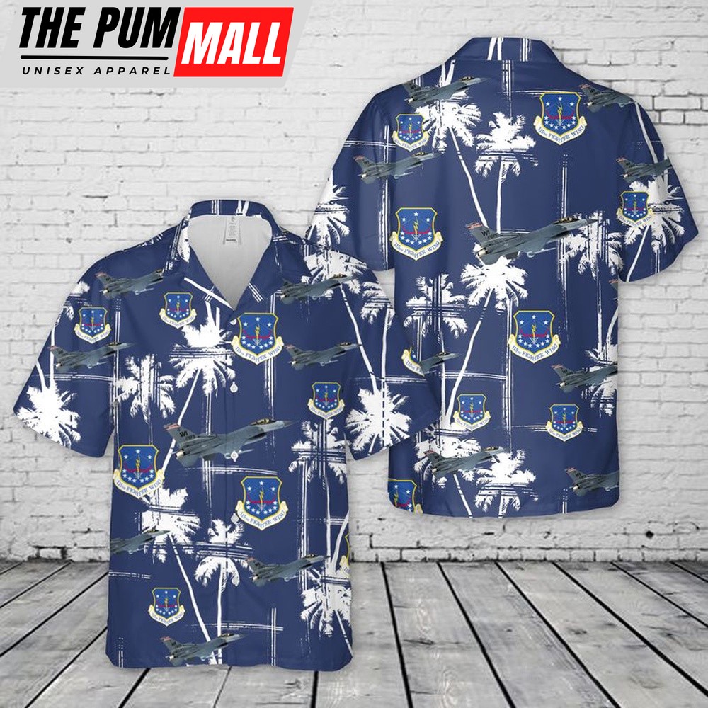 Air Force Hawaiian Shirt, US Air Force Wisconsin Air National Guard 115th Fighter Wing F-16 Fighting Falcon Hawaiian Shirt, Veteran Hawaiian Shirt