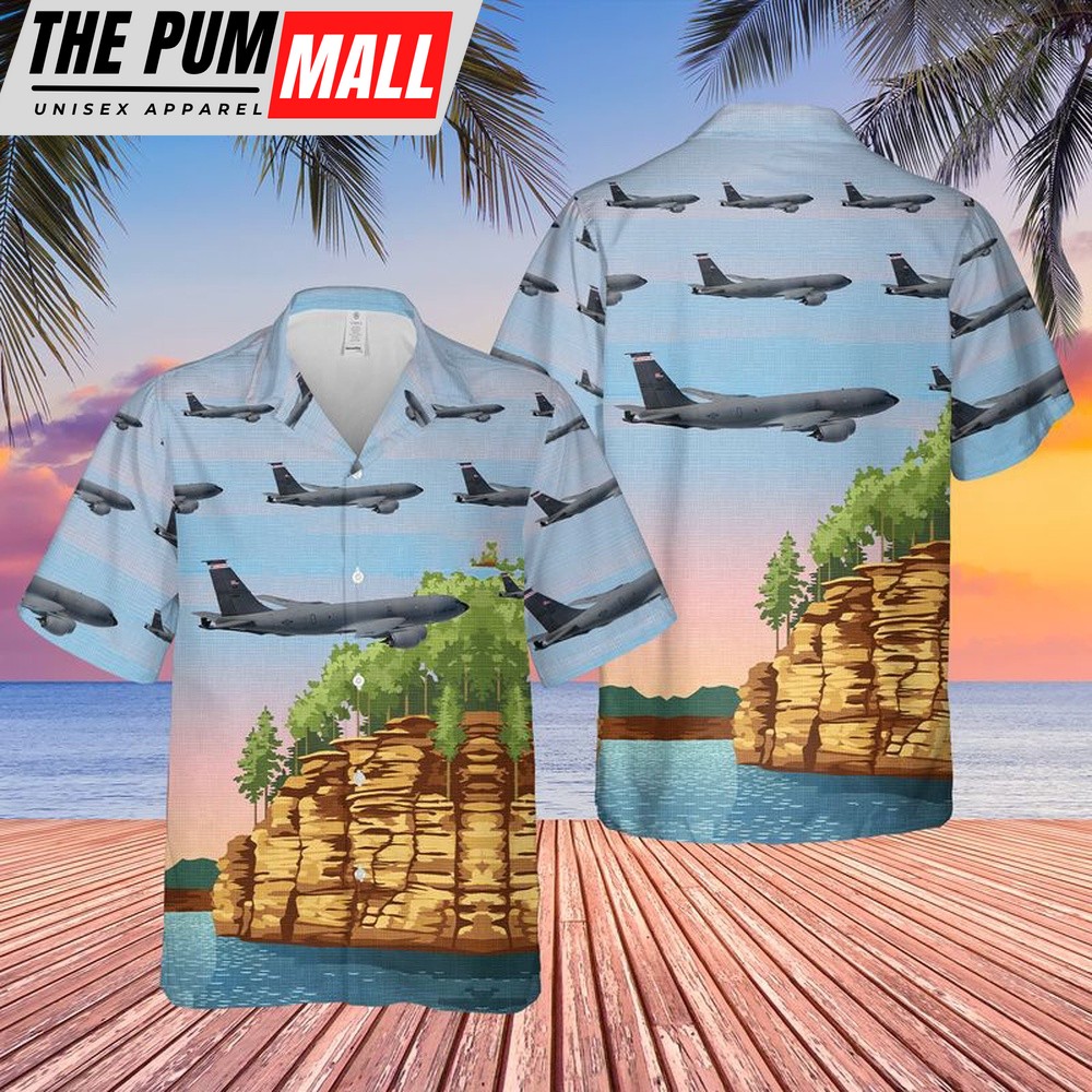 Air Force Hawaiian Shirt, US Air Force Wisconsin Air National Guard 128th Air Refueling Wing KC-135R Stratotanker Hawaiian Shirt