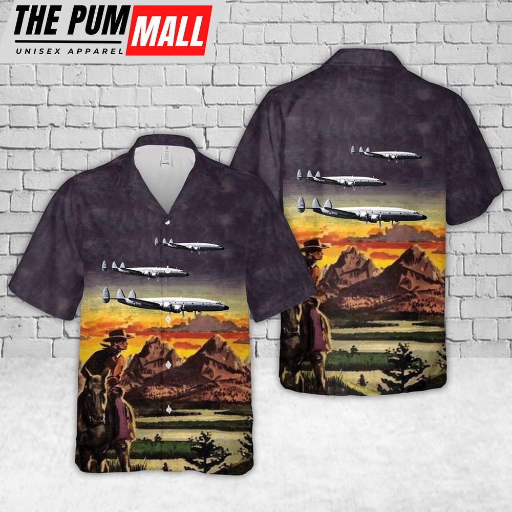 Air Force Hawaiian Shirt, US Air Force Wyoming Air National Guard 153d Airlift Wing Lockheed C-121G Constellation 54-4062 Hawaiian Shirt