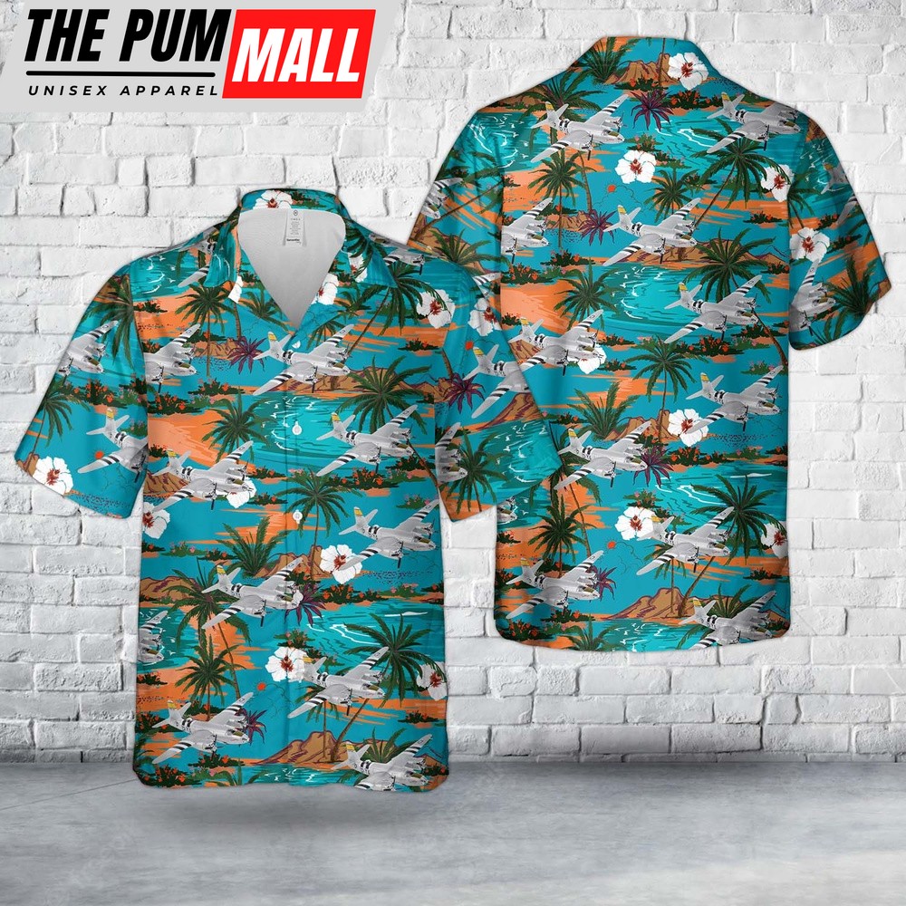 Air Force Hawaiian Shirt, US Air Forces Martin B-26 Marauder Perkatory II 386th Bomb Group, 555th Bomb Squadron WW2 Hawaiian Shirt