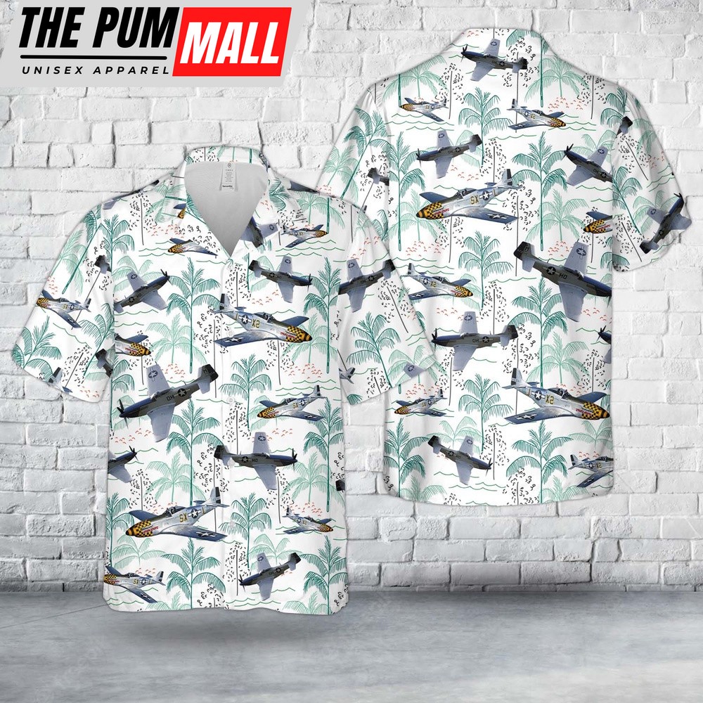 Air Force Hawaiian Shirt, US Air Forces North American P-51 Mustang Hawaiian Shirt, Veteran Hawaiian Shirt