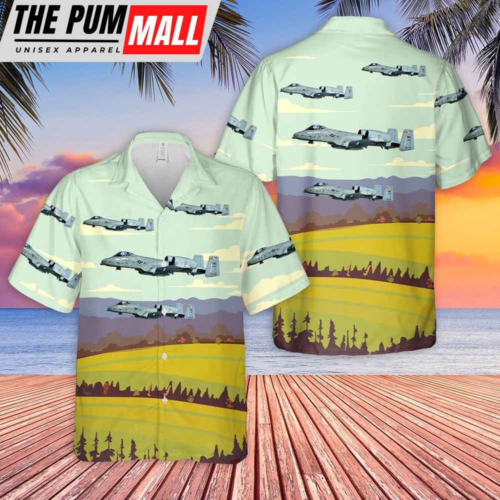 Air Force Hawaiian Shirt, USAF 104th Fighter Squadron Maryland Air National Guard A-10 Thunderbolt II Hawaiian Shirt, Veteran Hawaiian Shirt