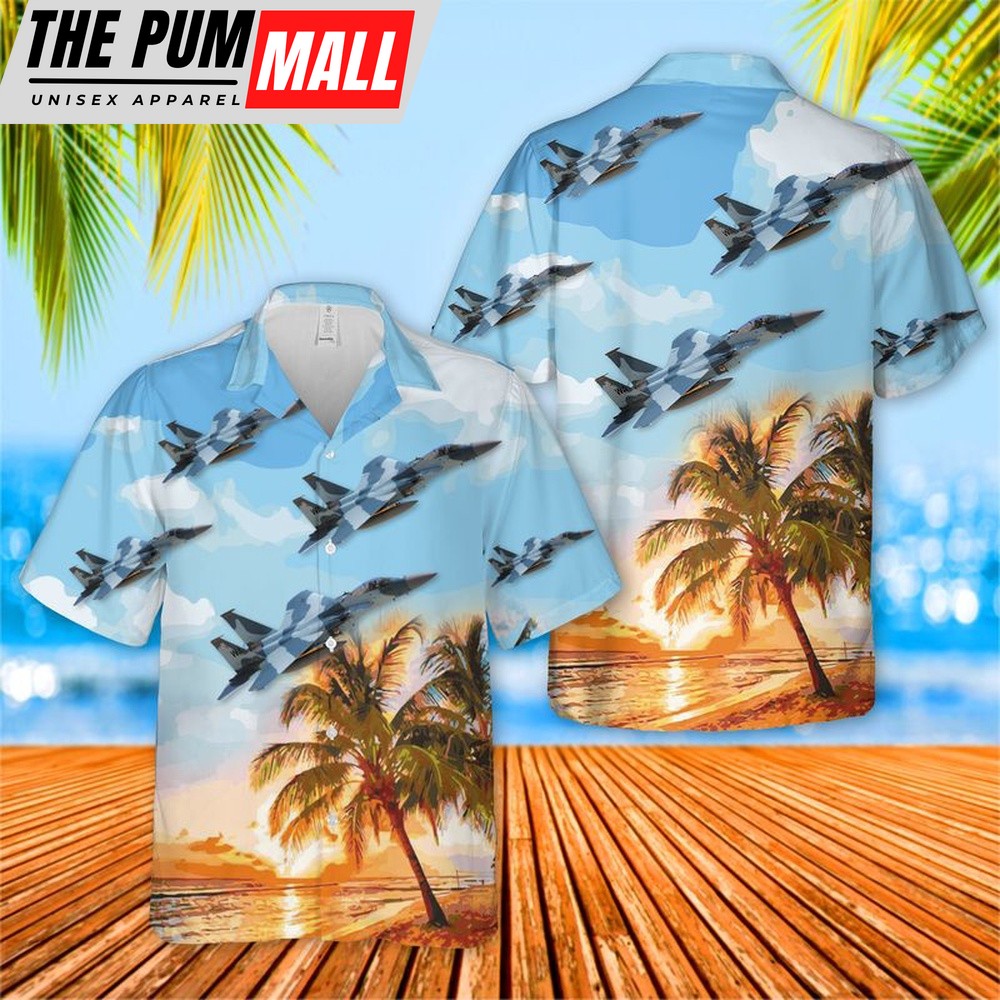 Air Force Hawaiian Shirt, USAF 65th Aggressor Squadron McDonnell Douglas F-15C Eagle 80-0010 Hawaiian Shirt, Veteran Hawaiian Shirt