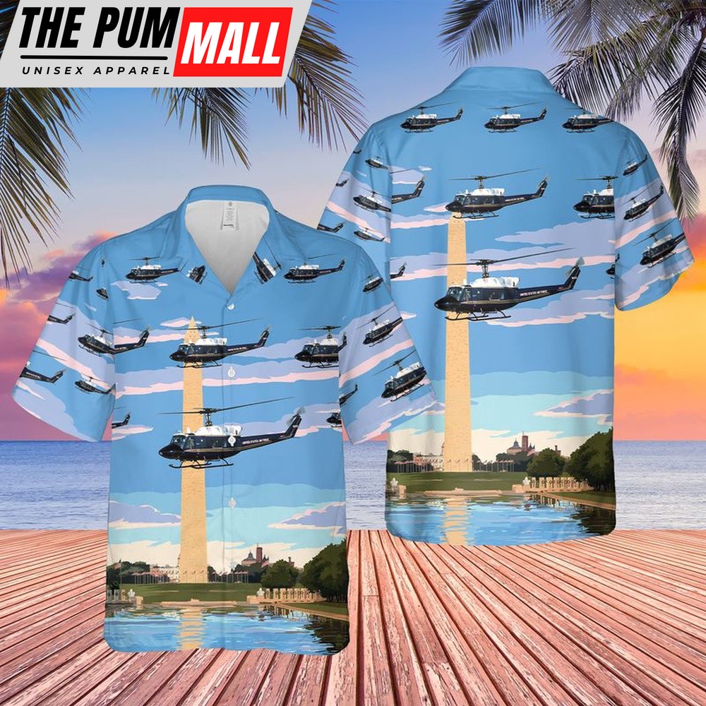 Air Force Hawaiian Shirt, USAF Bell UH-1N Twin Huey Of The 1st Helicopter Squadron Hawaiian Shirt, Veteran Hawaiian Shirt