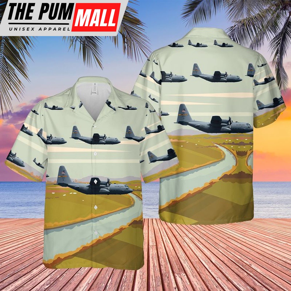 Air Force Hawaiian Shirt, USAF Connecticut Air National Guard 103rd Airlift Wing C-130H Hercules Hawaiian Shirt, Veteran Hawaiian Shirt