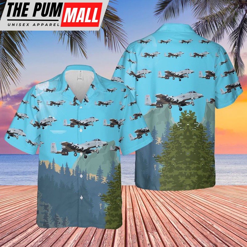 Air Force Hawaiian Shirt, USAF Idaho Air National Guard 124th Fighter Wing A-10 Thunderbolt II Hawaiian Shirt, Veteran Hawaiian Shirt