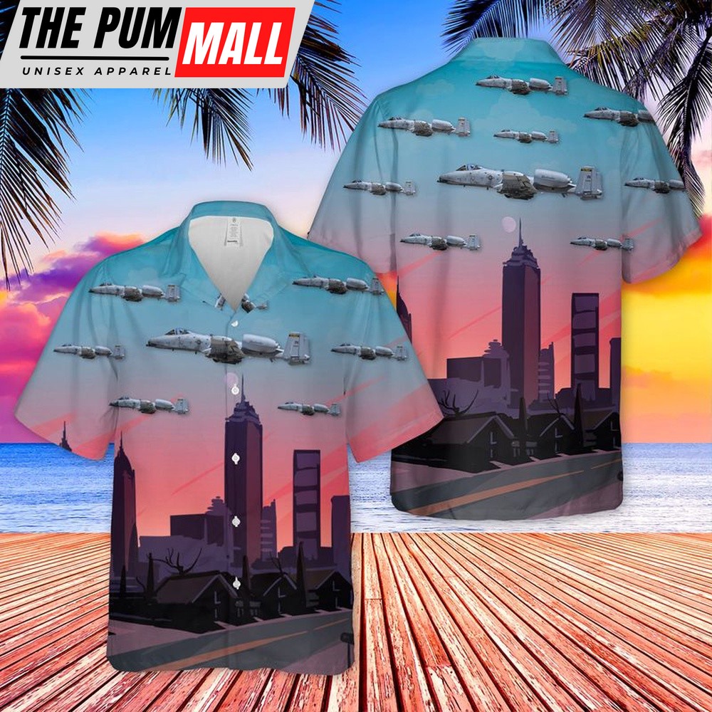 Air Force Hawaiian Shirt, USAF Indiana Air National Guard 122nd Fighter Wing Fairchild Republic A-10 Thunderbolt II Hawaiian Shirt, Veteran Hawaiian Shirt