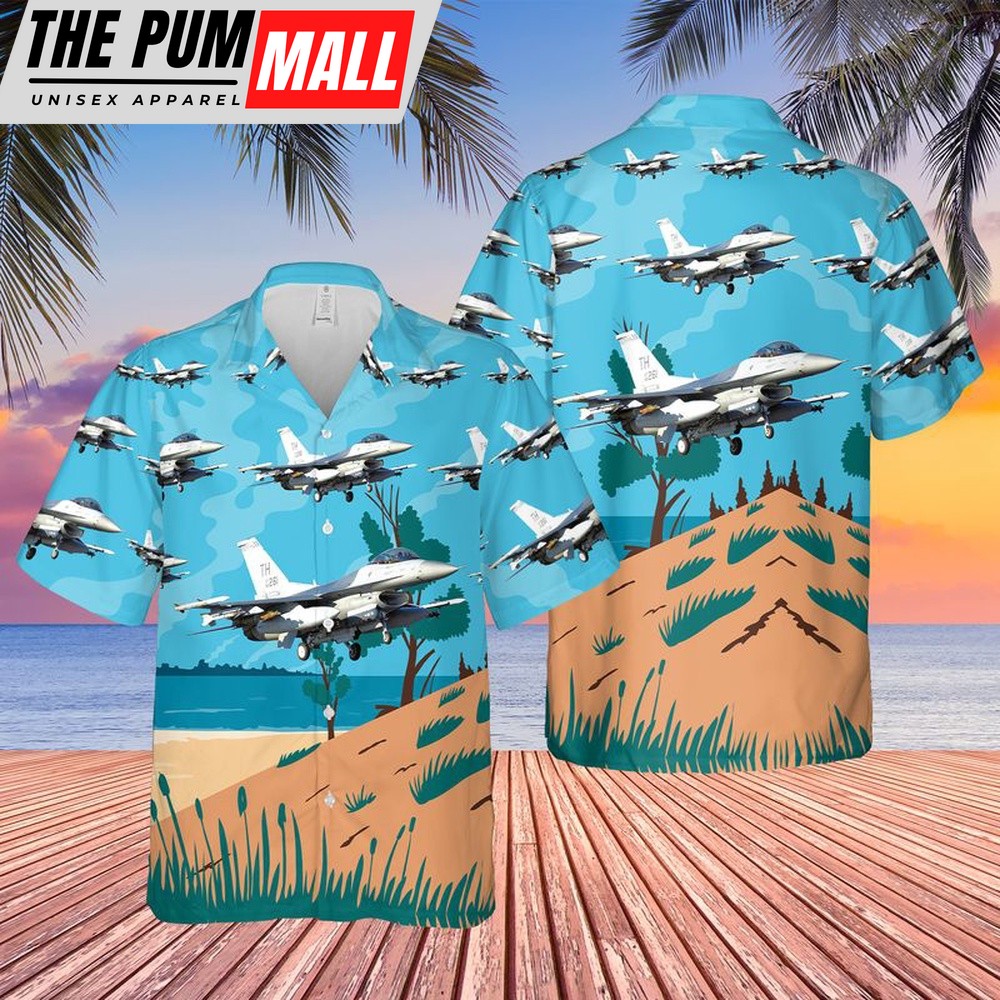 Air Force Hawaiian Shirt, USAF Indiana Air National Guard 181st Intelligence Wing Block 30 F-16CD Fighting Falcon Hawaiian Shirt, Veteran Hawaiian Shirt