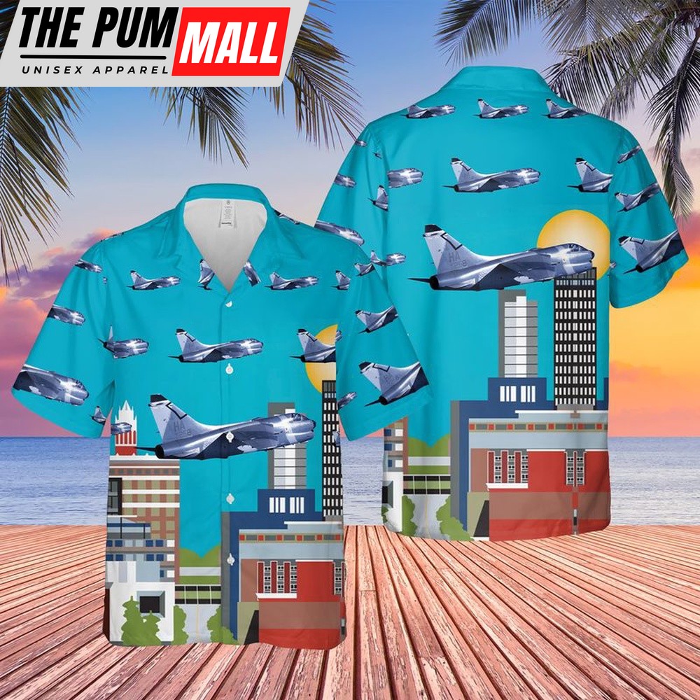 Air Force Hawaiian Shirt, USAF Iowa Air National Guard LTV A-7D Corsair II Hawaiian Shirt, Veteran Hawaiian Shirt