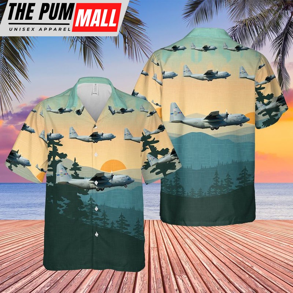 Air Force Hawaiian Shirt, USAF Lockheed C-130H Hercules 145th Airlift Wing North Carolina Air National Guard Hawaiian Shirt