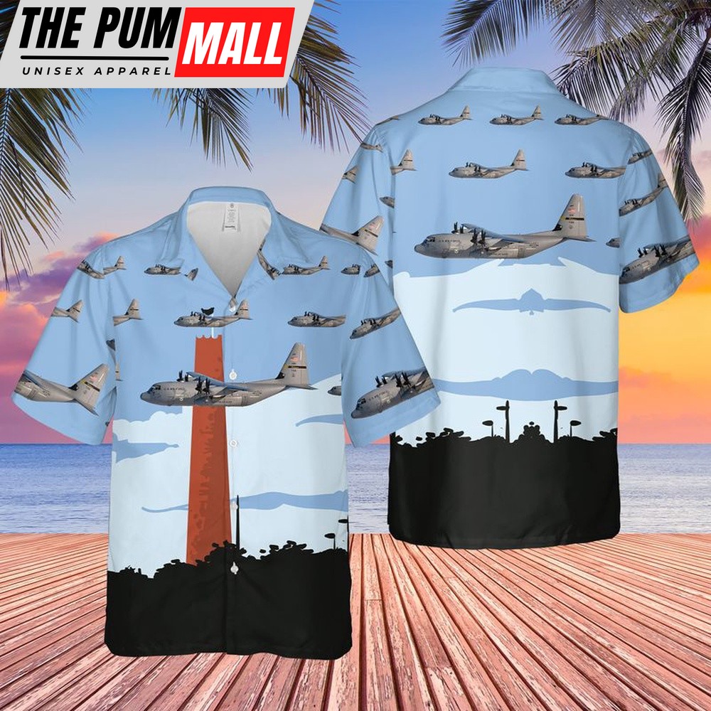 Air Force Hawaiian Shirt, USAF Maryland Air National Guard 135th Airlift Squadron C-130J 97-1351 Hawaiian Shirt, Veteran Hawaiian Shirt