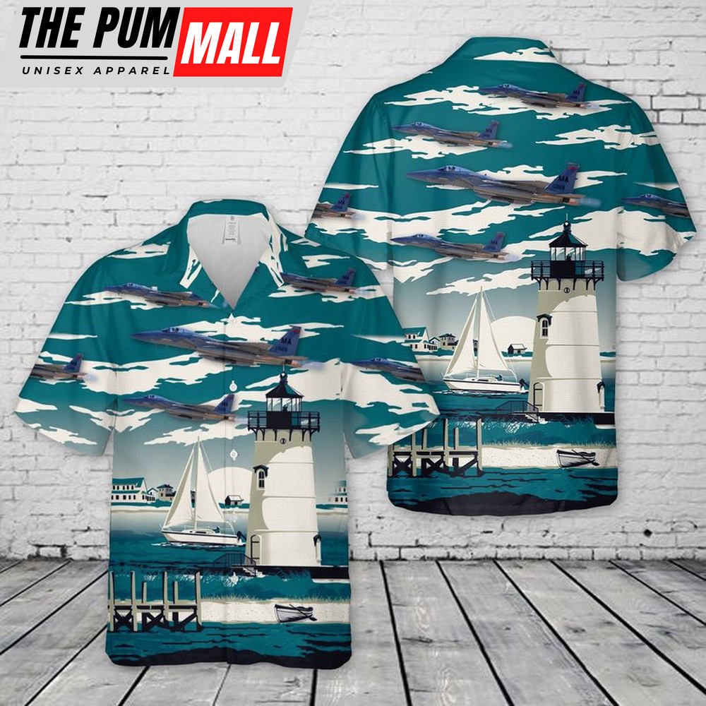 Air Force Hawaiian Shirt, USAF Massachusetts Air National Guard 131st Fighter Squadron McDonnell Douglas F-15C Eagle Hawaiian Shirt