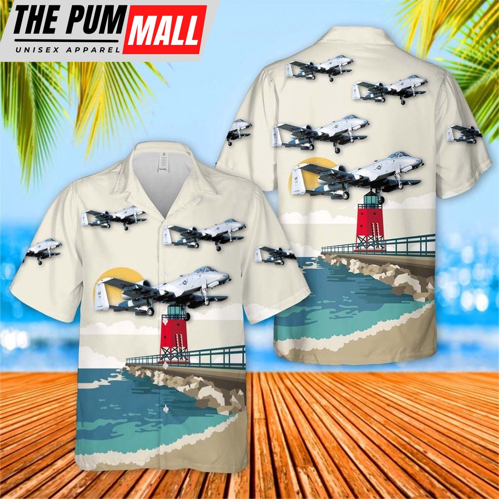 Air Force Hawaiian Shirt, USAF Michigan Air National Guard 127th Wing 107th Fighter Squadron A-10C Thunderbolt II Hawaiian Shirt