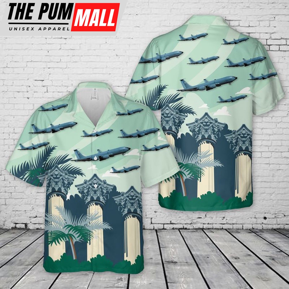 Air Force Hawaiian Shirt, USAF Mississippi Air National Guard 153d Air Refueling Squadron Boeing KC-135R Stratotanker Hawaiian Shirt, Veteran Hawaiian Shirt