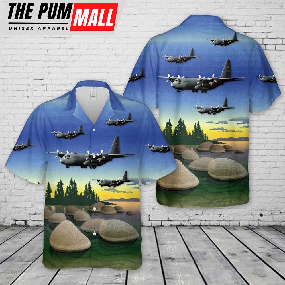 Air Force Hawaiian Shirt, USAF Nevada Air National Guard 152nd Airlift Wing C-130 Hawaiian Shirt, Veteran Hawaiian Shirt