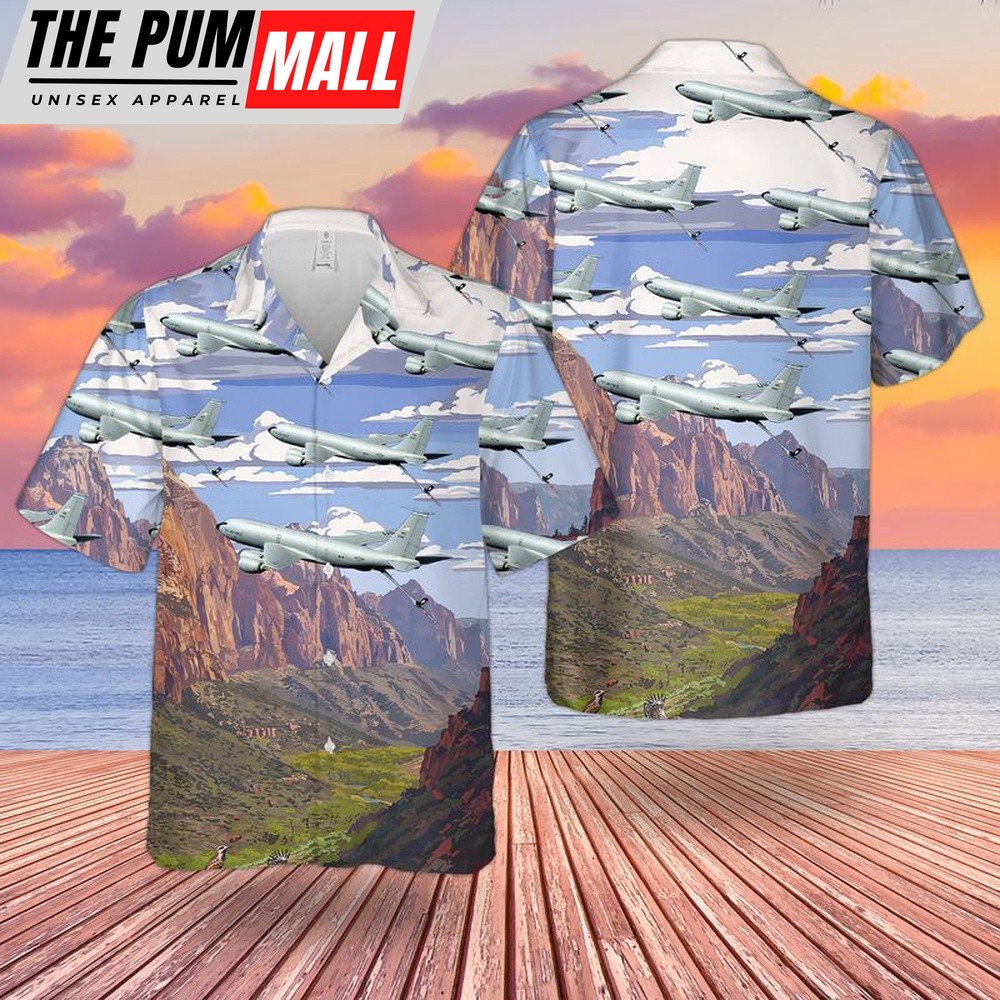 Air Force Hawaiian Shirt, USAF New Hampshire Air National Guard 133d Air Refueling Squadron Boeing KC-46A Pegasus Hawaiian Shirt, Veteran Hawaiian Shirt