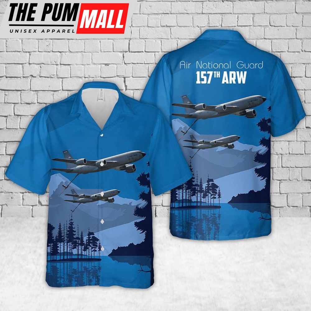 Air Force Hawaiian Shirt, USAF New Hampshire ANG 157th ARW KC-135R New Hampshire Air National Guard Hawaiian Shirt, Veteran Hawaiian Shirt