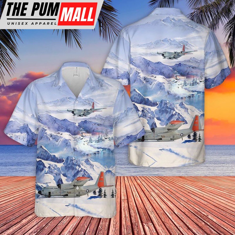 Air Force Hawaiian Shirt, USAF New York Air National Guard 109th Airlift Wing LC-130 Skibird Hawaiian Shirt, Veteran Hawaiian Shirt