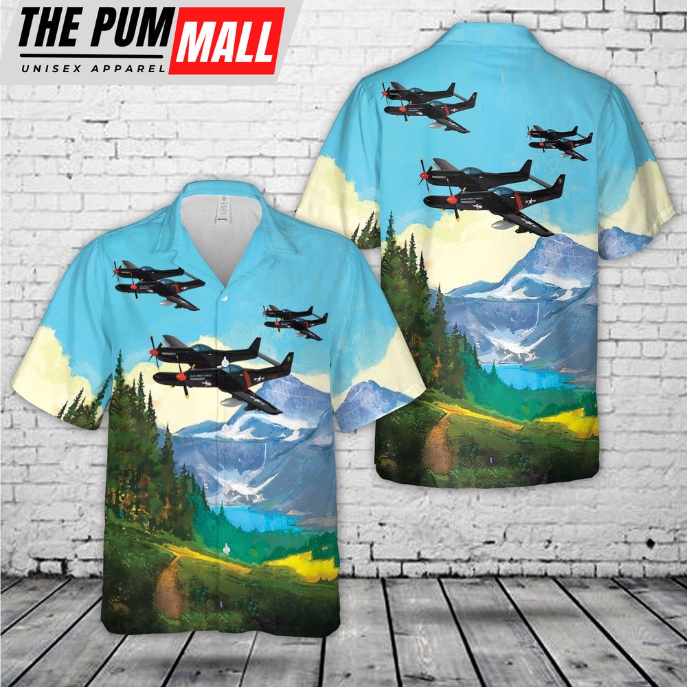 Air Force Hawaiian Shirt, USAF North American F-82 Twin Mustang night fighter Hawaiian Shirt, Veteran Hawaiian Shirt