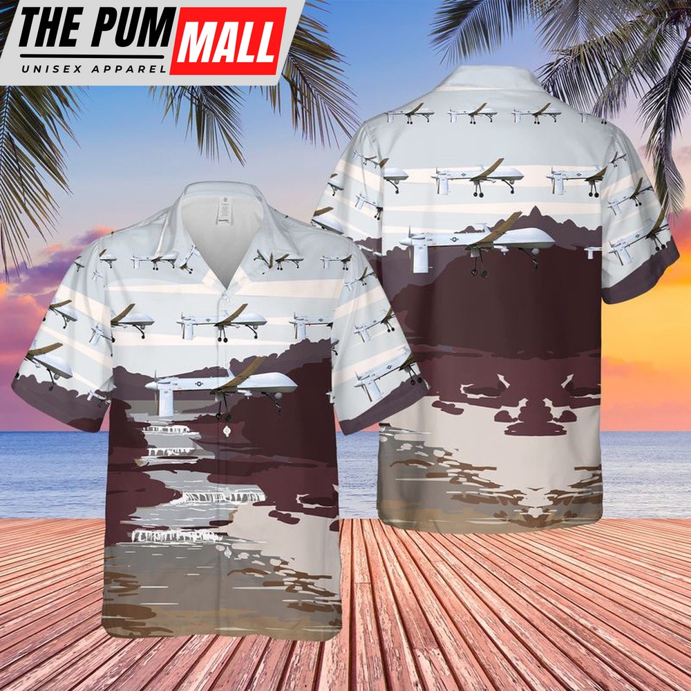 Air Force Hawaiian Shirt, USAF Ohio Air National Guard 162d Fighter Squadron MQ-1 Predator Hawaiian Shirt, Veteran Hawaiian Shirt