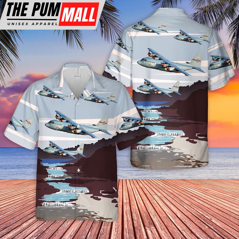Air Force Hawaiian Shirt, USAF Ohio Air National Guard 164th Airlift Squadron, 179th Airlift Wing C-130H Hawaiian Shirt, Veteran Hawaiian Shirt