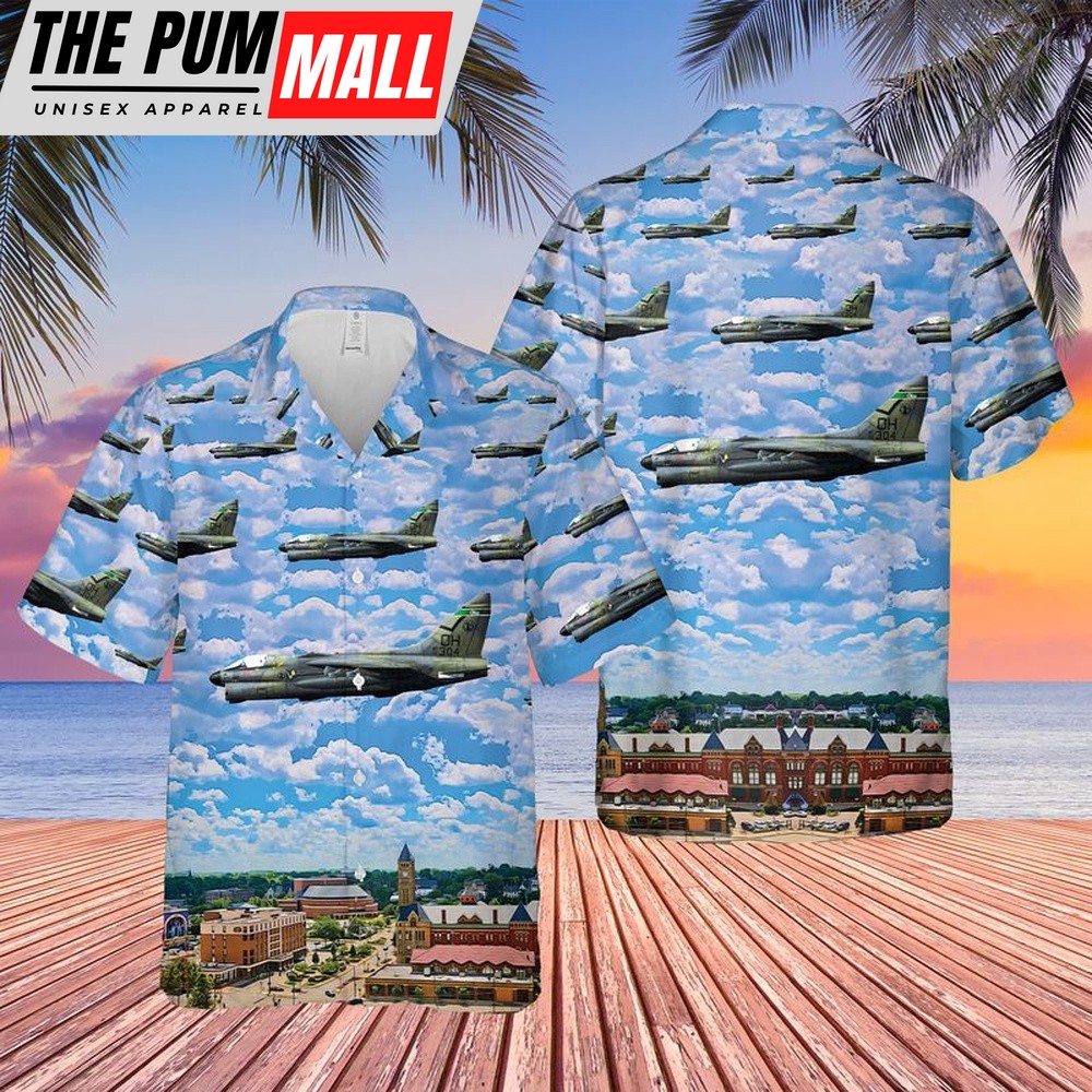 Air Force Hawaiian Shirt, USAF Ohio Air National Guard LTV A-7 Corsair II Hawaiian Shirt, Veteran Hawaiian Shirt