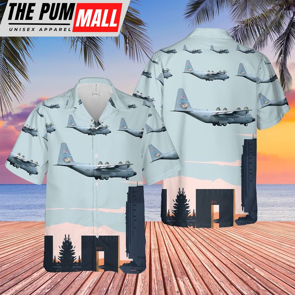 Air Force Hawaiian Shirt, USAF Oklahoma Air National Guard 137th Special Operations Wing C-130H Hercules Hawaiian Shirt, Veteran Hawaiian Shirt