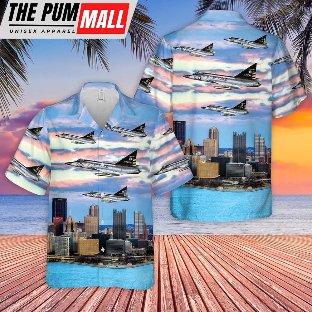 Air Force Hawaiian Shirt, USAF Pennsylvania Air National Guard F-102 Delta Dagger Hawaiian Shirt, Veteran Hawaiian Shirt