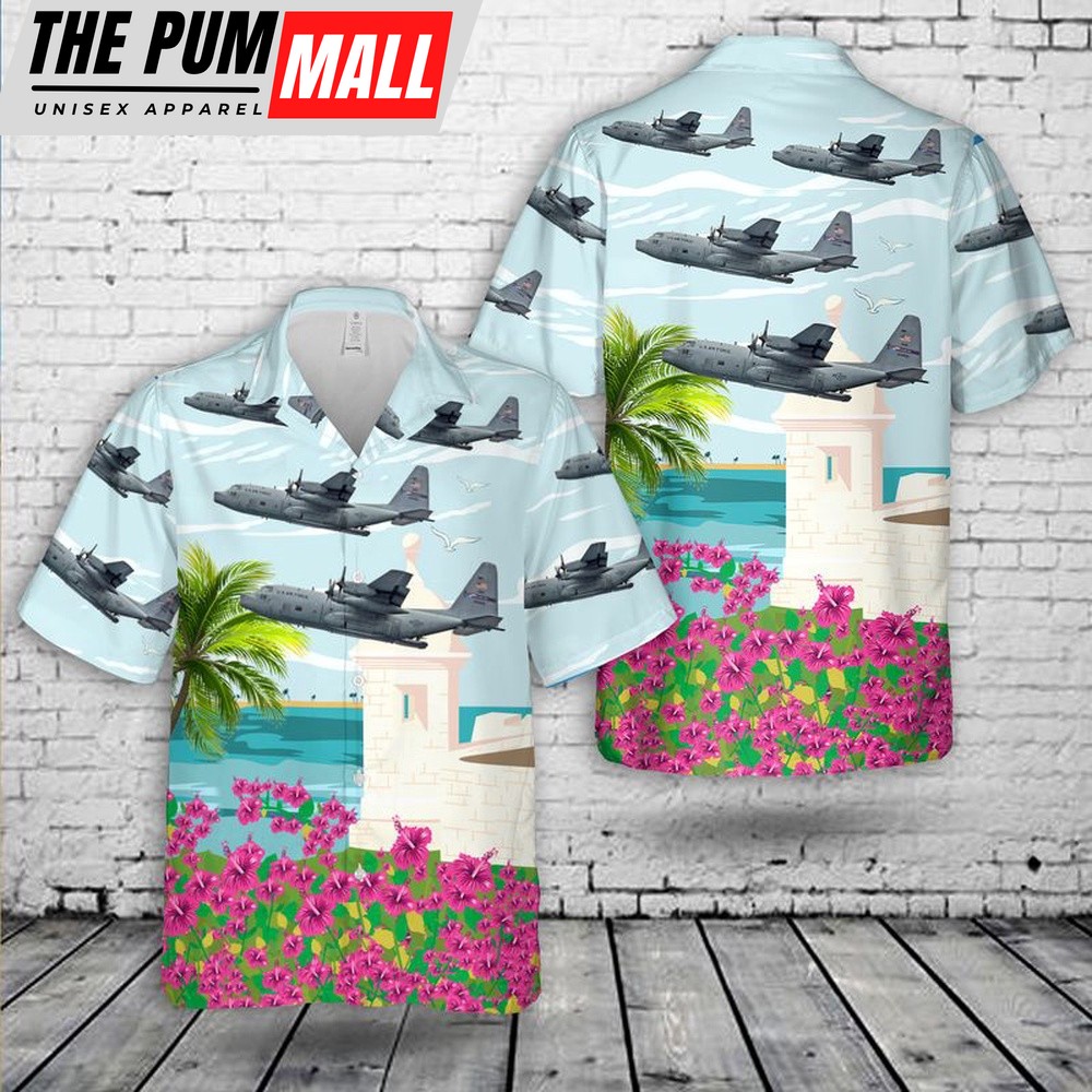 Air Force Hawaiian Shirt, USAF Puerto Rico Air National Guard 198th Airlift Squadron WC-130H Hercules Hawaiian Shirt, Veteran Hawaiian Shirt