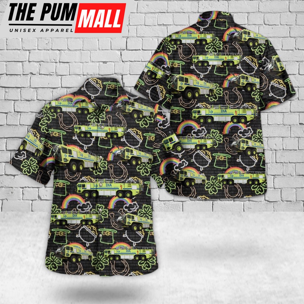 Aircraft Rescue and Firefighting Denver International Airport, St Patrick’s Day Hawaiian Shirt, Shamrock Hawaiian Shirt