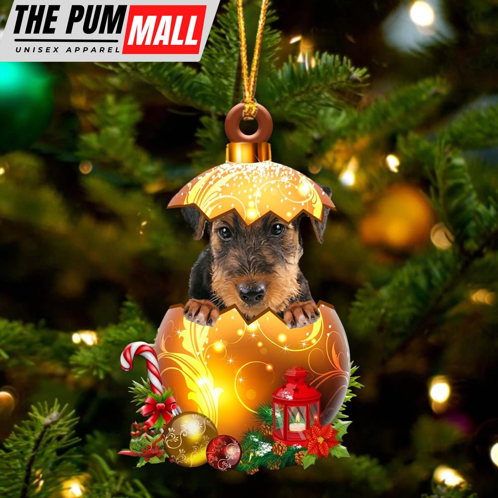 Airedale Terrier In Golden Egg Christmas Ornament – Car Ornament – Unique Dog Gifts For Owners Limited Edition