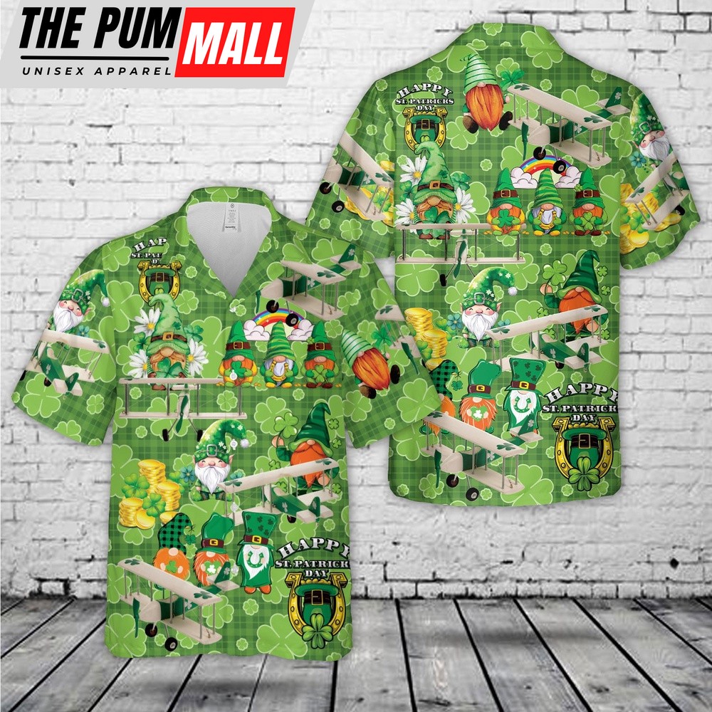 Airplane St. Patrick’s Day Hawaiian Shirt, Shamrock Hawaiian Shirt