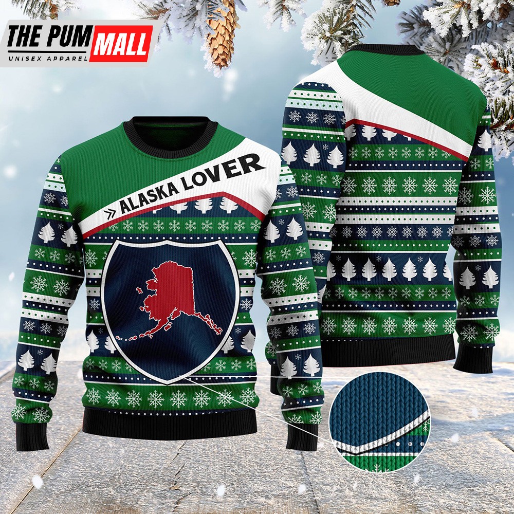 Alaska Lover Ugly Christmas Sweater Christmas Crewneck Sweater