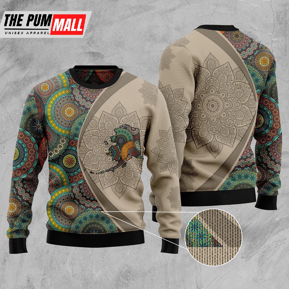 Alaska Mandala Ugly Christmas Sweater Christmas Crewneck Sweater