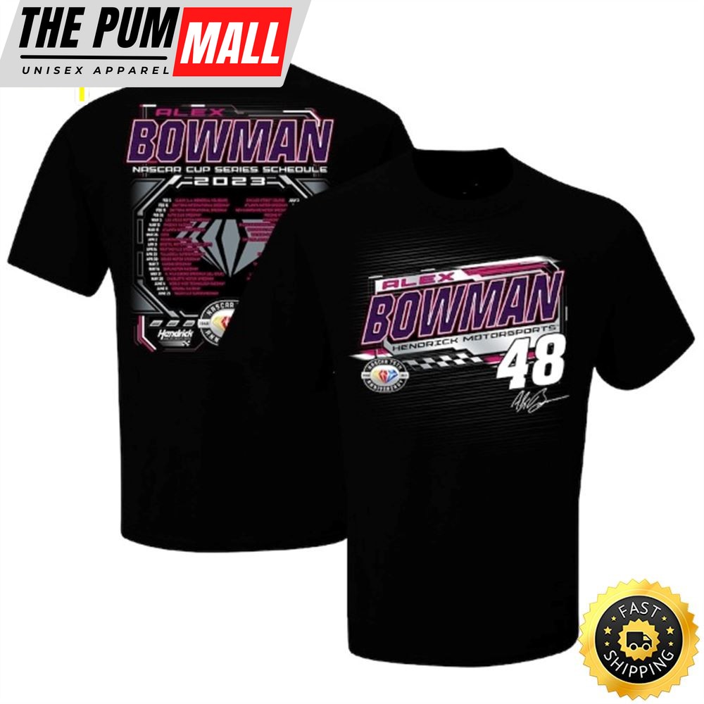 Alex Bowman Hendrick Motorsports Team Collection 2023 NASCAR Cup Series Schedule Black T-shirt